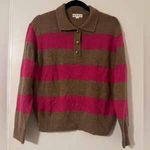 Roller Rabbit alpaca blend Pink and Brown Striped Sweater size S (i132)